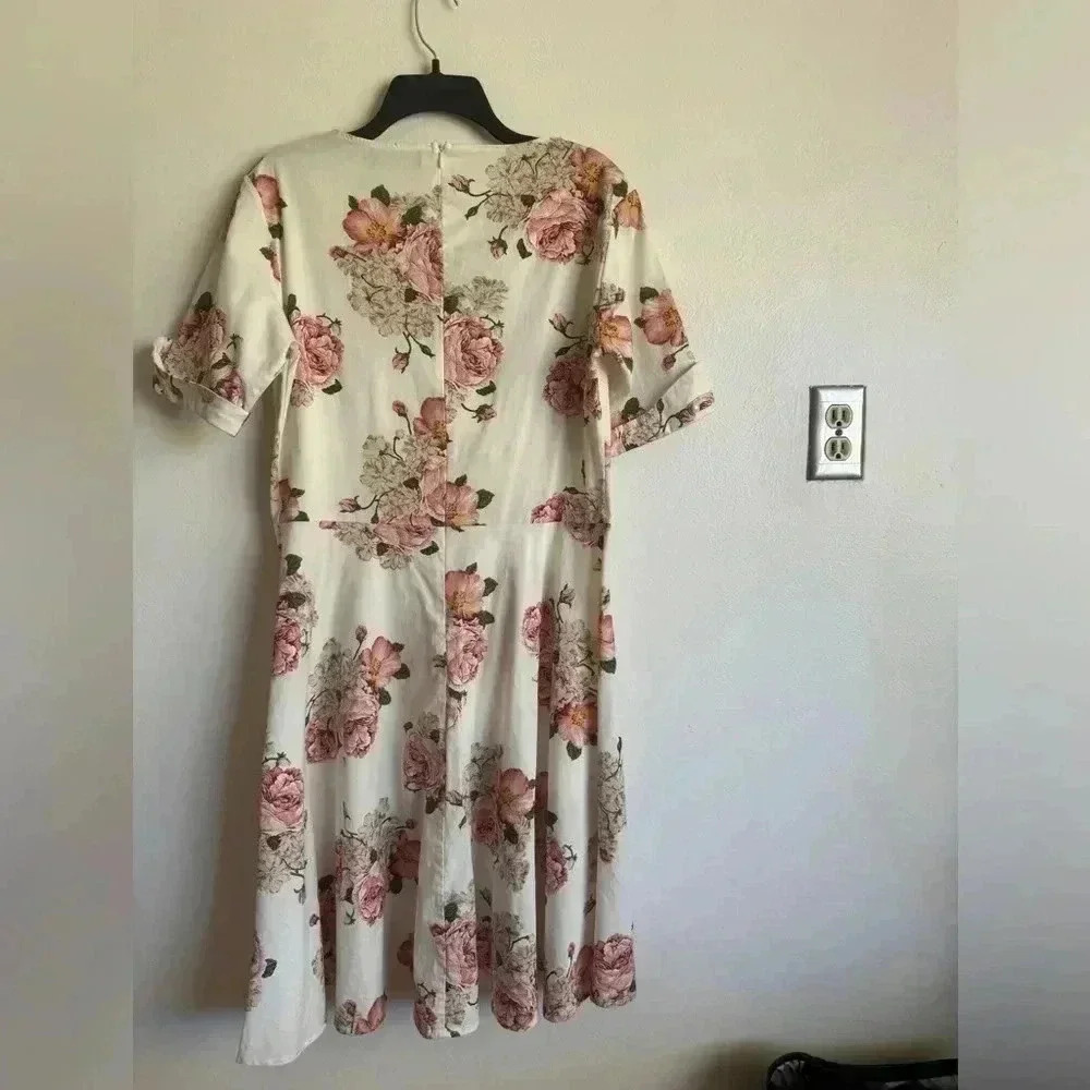 Floral Beige Dress, XL - Picture 4 of 4